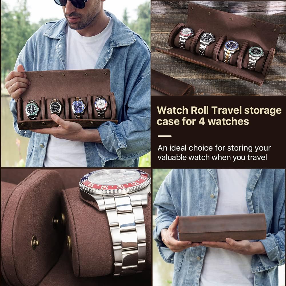 Genuine Leather Watch Travel Case