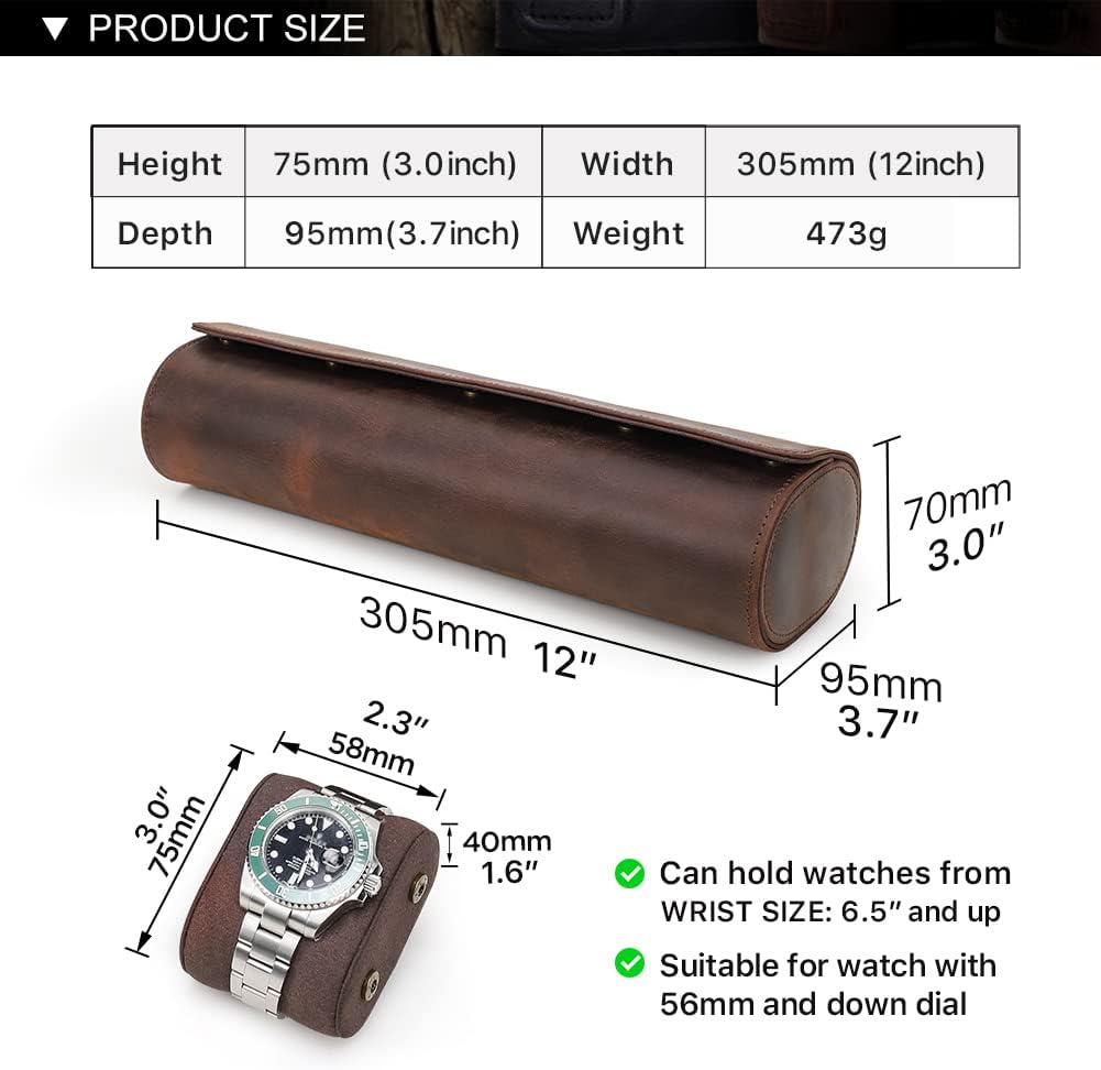 Genuine Leather Watch Travel Case