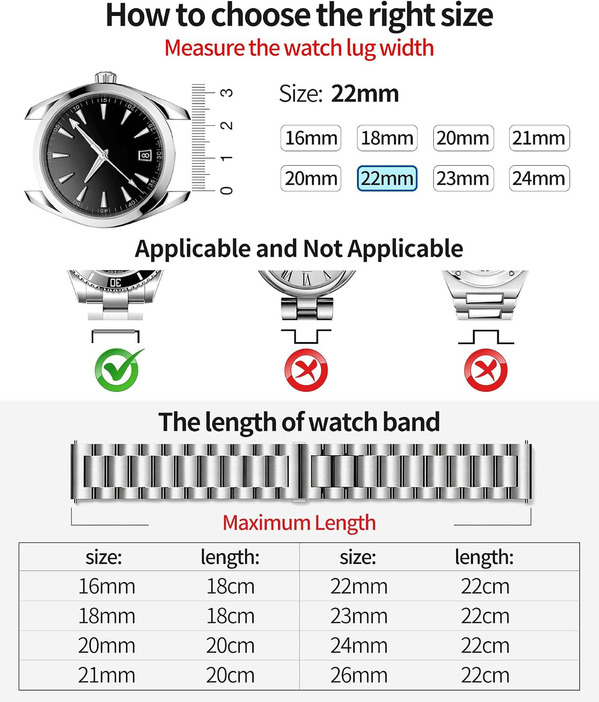 Stainless Steel Watch Replacement Band