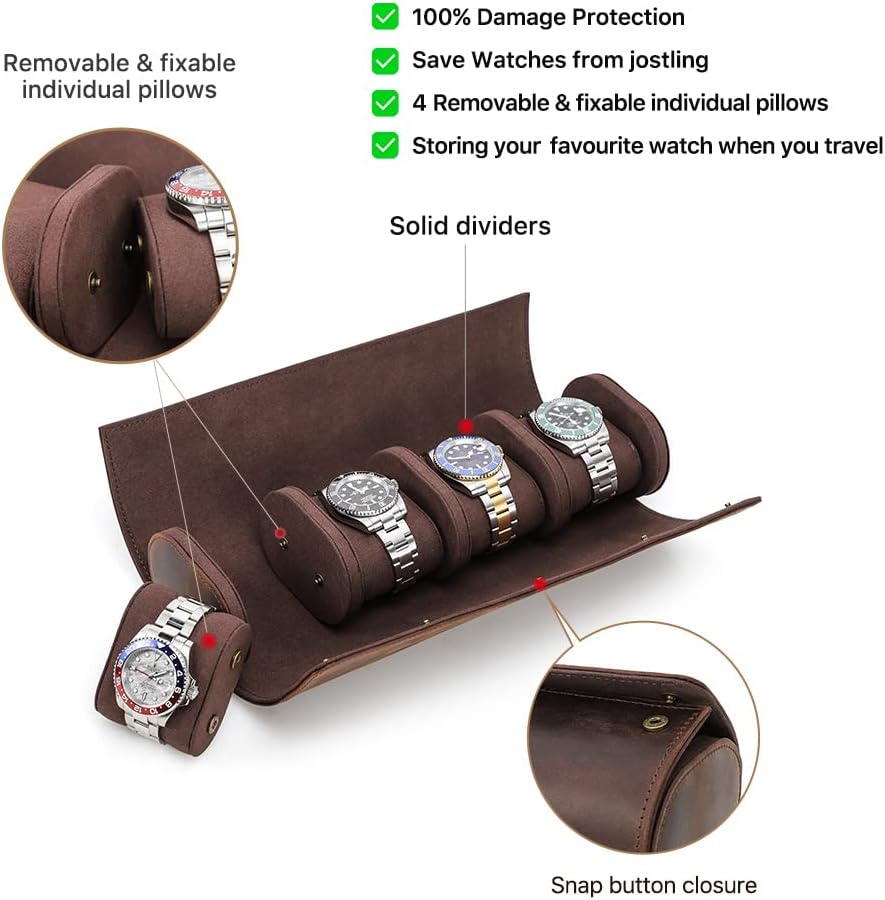 Genuine Leather Watch Travel Case