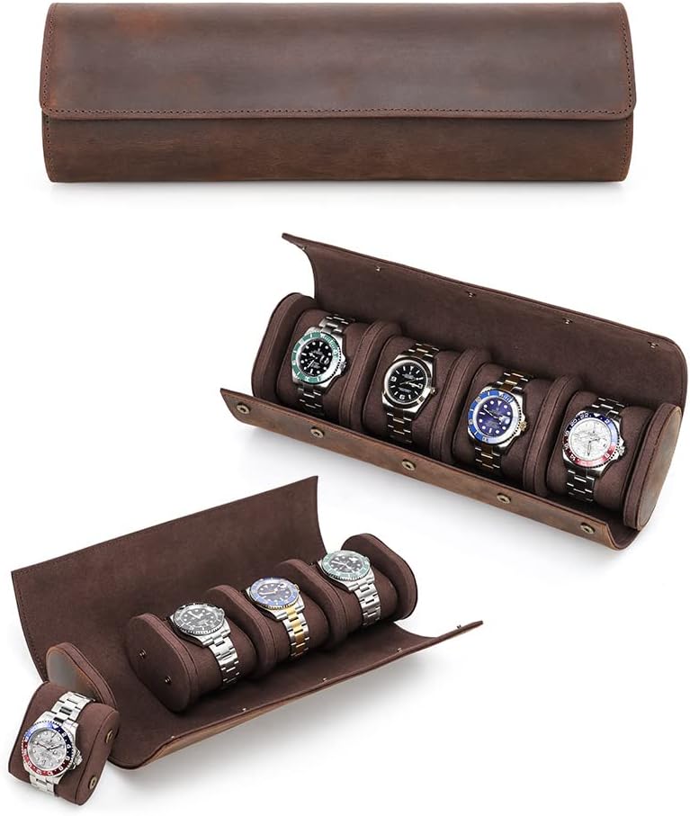Genuine Leather Watch Travel Case