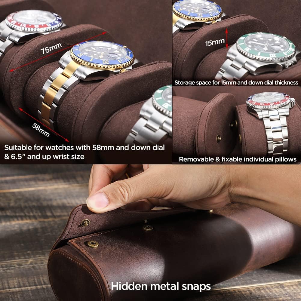 Genuine Leather Watch Travel Case